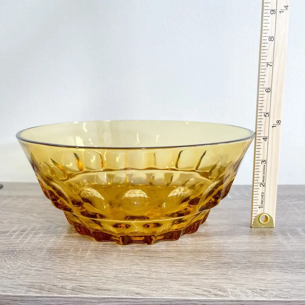 Vintage MCM Amber Thumbprint Large Serving Bowl
